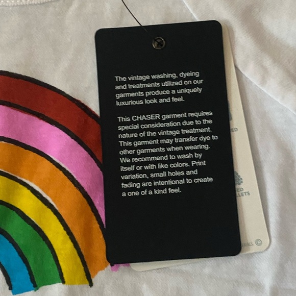 Chaser White Rainbow Peace T Shirt Girl’s Size 3 NWT Flutter Sleeves Swing Tee - Picture 4 of 10